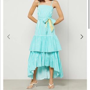 Bcbgmaxazria: STRIPED BOW BELT MAXI DRESS
